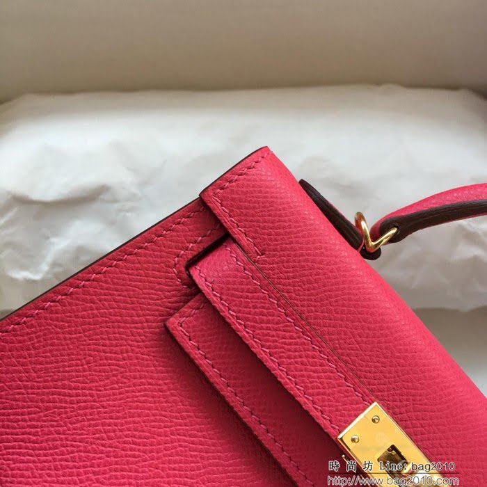 HERMES愛馬仕 凱莉包 mini 2代 桃粉 時尚百搭 手提包  Ama1273